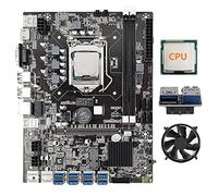 AMIUHOUN B75 8 Scheda Mining Scheda Madre+CPU+Ventola di Raffreddamento+USB3.0 Adattatore 19-Pin 8 USB3.0 (PCIE) Slot GPU LGA1155 DDR3 SATA3.0 BTC