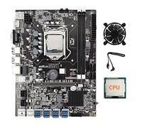 AMIUHOUN B75 8 USB GPU BTC scheda madre+CPU casuale+ventola di raffreddamento+ SATA 8XPCIE a USB3.0 LGA1155 DDR3 Slot MSATA ETH