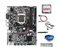 AMIUHOUN B75 8USB ETH Mining Scheda Madre+G860 CPU+Ventola+ Interruttore+ SATA+Baffle+Grasso Termico B75 Scheda Madre BTC