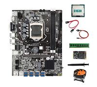 AMIUHOUN B75 BTC Mining Scheda Madre 8XUSB3.0+G1630 CPU+DDR3 4GB RAM+128G SSD+Fan+ SATA+ Interruttore+Grasso Termico