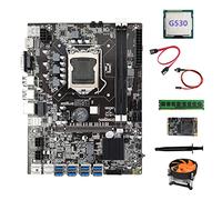 AMIUHOUN B75 BTC Mining Scheda Madre 8XUSB3.0+G530 CPU+DDR3 4GB RAM+128G SSD+Fan+ SATA+ Interruttore+Grasso Termico