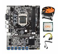 AMIUHOUN B75 BTC Mining scheda madre con CPU casuale+6Pin a doppio 8Pin + ventola di raffreddamento LGA1155 12 PCIE a USB DDR3 B75 ETH