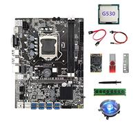 AMIUHOUN B75 ETH Mining Scheda Madre 8XUSB+G530 CPU+DDR4 4G RAM+128G SSD+64G USB Driver+Fan+ SATA+ Interruttore+Grasso Termico