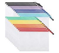 AMIUHOUN Borsa per documenti con cerniera da 24 pezzi, cartelline in plastica con cerniera, formato lettera/formato A4, per forniture per ufficio