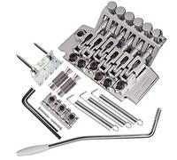 AMIUHOUN Chitarra Elettrica Cromata Tremolo Ponte Parte Kit Doppio Blocco Systyem/78MM Tra i 2 Borchie Centri/Corde Attraverso la