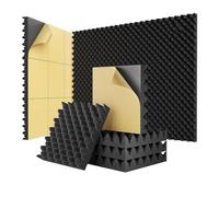 AMIUHOUN Confezione da 24 piastre autoadesive in schiuma insonorizzate per cassette d', 2 x 12 x 12, per casa e studio, facili da usare