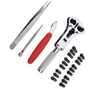 AMIUHOUN Kit di riparazione per orologi, 22 pezzi, per rimuovere la cassa posteriore, apribottiglie, perni di collegamento, batterie, strumento di ridimensionamento, strumento di riparazione per