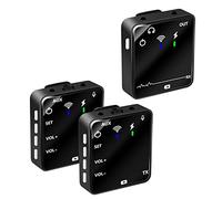 AMIUHOUN Lavalier Microfono 1 Drag 2 Professionale Live Streaming Intervista Microfono Wireless per Telefono Computer Camera