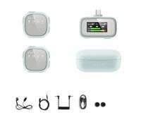 AMIUHOUN Microfono lavalier wireless 2.4G Riduzione del rumore Telefono cellulare Microfono di registrazione live bidirezionale durevole facile da installare Facile da usare, B