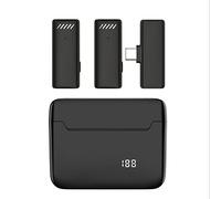 AMIUHOUN Microfono lavalier wireless con riduzione del rumore, registrazione audio, con display digitale, scatola di ricarica (tipo C)