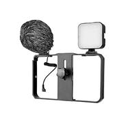 AMIUHOUN PC02 Gabbia per fotocamera LED01 Supporto per treppiede leggero BYMM1 Kit microfono per video Smartphone Film Fotografia dal