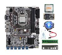 AMIUHOUN Scheda madre B75 12 Card Miner+CPU+Fan+Grasso Termico+8G DDR3 RAM+128G SSD+ SATA+Lunetta 12XUSB3.0 LGA1155 DDR3 MSATA