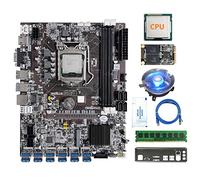 AMIUHOUN Scheda madre B75 12 Card Miner+CPU+Fan+Grasso Termico+8G DDR3 RAM+SSD 128G+ di Rete+Baffle 12 USB3.0 LGA1155 MSATA