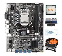 AMIUHOUN Scheda madre B75 8 Scheda Mining CPU+Fan+Grasso Termico+USB3.0 Adattatore 19-Pin 8 USB3.0 (PCIE) Slot GPU LGA1155 DDR3 SATA3.0