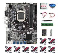 AMIUHOUN Scheda madre B75 8USB ETH+CPU G1610+8XVER009S Riser Card+DDR3 4GB RAM+SSD 128G+Fan+ SATA+ Switch B75 BTC