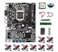 AMIUHOUN Scheda madre B75 8USB ETH+CPU G1620+8XVER009S Riser Card+DDR3 4GB RAM+SSD 128G+Fan+ SATA+ Switch B75 BTC