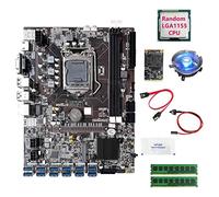 AMIUHOUN Scheda madre B75 + CPU + 2 x DDR3 4 GB 1600 MHz RAM + SSD 128 G + ventola + SATA + switch + grasso termico