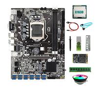 AMIUHOUN Scheda madre B75 ETH 12USB+G1630 CPU+DDR4 4G RAM+SSD 128G+Driver USB 64G+Fan+ SATA+ Interruttore+Grasso Termico