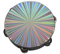 AMIUHOUN Tamburello in legno da 20,3 cm, con testa riflettente, strumento a percussione per danza e canto