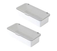 AMIUHOUN Vassoio per con Coperchio, Contenitore per Utensili con Coperchio, portaposate in plastica, Organizer per cassetti delle, Contenitore per Utensili