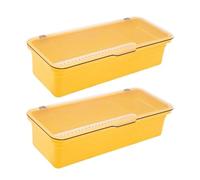 AMIUHOUN Vassoio per con Coperchio, Giallo, in e acrilonitrile butadiene stirene, organizza e Protegge Le, 1 Pezzo, 27 x 11,5 x 6,5 cm