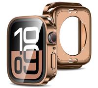 Amizee 2 in 1 Cover [2 Pezzi] Compatibile con Apple Watch Series 10 42mm con Vetro Temperato, PC Rigido Copertura Completa Custodia Protettiva per Apple Watch - Oro Rosa