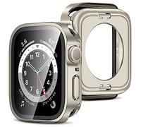 Amizee 2 in 1 Cover [2 Pezzi] Compatibile con Apple Watch Series 9/8/7 41mm con Vetro Temperato, PC Rigido Copertura Completa Custodia Protettiva per Apple Watch - Starlight