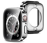 Amizee 2 in 1 Cover [2 Pezzi] Compatibile con Apple Watch Series 9/8/7 45mm con Vetro Temperato, PC Rigido Copertura Completa Custodia Protettiva per Apple Watch - Argento