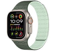 Amizee Compatibile con Cinturino Apple Watch 49/46/45/44/42/41/40/38mm, Cinturino Silicone Magnetiche per iWatch Ultra 3/2/1 Series 11 10 9 8 7 6 5 4 SE3/2/1 (42/44/45/46/49, Verde Scuro/Verde Chiaro)