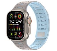 Amizee Compatibile con Cinturino Apple Watch 49/46/45/44/42/41/40/38mm, Cinturino Silicone Traspirante per iWatch Ultra 3/2/1 Series 11 10 9 8 7 6 5 4 SE3/2/1 (42/44/45/46/49, Cachi/Azzurro)