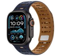 Amizee Compatibile con Cinturino Apple Watch 49/46/45/44/42/41/40/38mm, Cinturino Silicone Traspirante per iWatch Ultra 3/2/1 Series 11 10 9 8 7 6 5 4 SE3/2/1 (42/44/45/46/49, Indaco/Marrone)