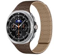 Amizee Compatible con Samsung Galaxy Watch 7 6 5 4 FE Cinturino 40mm 44mm/Watch 6 Classic 43mm 47mm/Watch 5 Pro 45mm/Watch 4 Classic, 20mm Cinturini Magnetico Silicone per Men, Marrone-S/Marrone-C