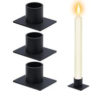 AMJKEJI 4 Pezzi Portacandele in Metallo, Rotondo Candelieri Basso, Portacandele Nero Design Elegante, Candelabro per Della Stanza Matrimonio, Decorazione Romantica Della Tavola