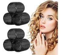 AMJKEJI Bigodini Grandi Set, 6 Pezzi Bigodini Autoadesivi Bigodini Non Riscaldati 6,3 × 6 cm Fermagli per Capelli Lunghi e Corti (Nero)