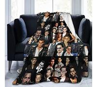 Amkong Coperta Johnny Depp in pile super morbida e confortevole, coperta da picnic, coperta da campeggio, coperta da spiaggia, decorazione per camera da letto, soggiorno, yoga (101,6 x 127 cm)