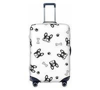 Amkong Copertura per valigia, altamente elastica, in spandex, piccola, adatta a stampe di bulldog francese e ossa di zampa da 45,7 a 53,3 cm, bianco, M