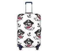 Amkong Copertura per valigie altamente elastica in spandex, misura media, adatta a bulldog francese da 56 a 61 cm, stampa di cani pirati, bianco, S