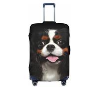 Amkong King Charles Spaniel Trolley Valigia Copertura Elastica Copertura Delle Signore Ragazze Dei Bagagli Copertura Media, bianco, L