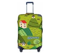 Amkong Summer Village Landscape Trolley Valigie Copertura Elastica Copertura Delle Signore Ragazze Dei Bagagli Copertura Media, bianco, x-large
