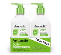 AmLactin Lozione idratante quotidiana per pelle secca, bottiglie a pompa da 8 once (confezione doppia), lozione esfoliante per il corpo 2 in 1 con acido lattico al 12%, raccomandata dai dermatologi
