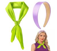 Amlisia Fascia viola e sciarpa verde, accessori da donna Daphne con fascia viola verde lime sciarpa per donne ragazze per Halloween film cosplay
