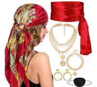 Amlisia Pirate Costume Accessori per Le Donne, Donna Capitano Pirata Accessori Con Bandana Testa Sciarpa Sash Collana (ZYH-ZB24037-TJYD)