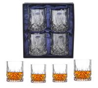 Amlong Crystal Bicchieri da whisky in cristallo anticato, senza piombo, design classico ed elegante, perfetti per bicchieri da scotch, bourbon, cognac e cocktail, 260 ml, set da 4 con confezione