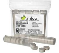 AMLOO - 50 Mini Asciugamani Compressi per Un Viaggio e un'attività all'aperto igienici e pratici! Perfetti per Il Viso, oshibori o per risciacquare Le Dita. con 5 custodie di Trasporto Portatili