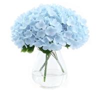 AMLUCKS 3 ortensie artificiali in seta, 15 teste, si sentono reali, ortensie artificiali con steli di fiori fai da te per bouquet di nozze, feste, decorazioni per la casa (3, azzurro)