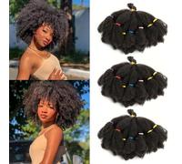 AMLUCKS Afro Kinky Hair 10 Inch 3 Pack Marley Twist Braiding Hairs Bulk Springy Braids Pre-Separated Bulk Springy Braids for Cuban Twist Hair Faux Locs Crochet Synthetic Hair Extensions for Women (4#,