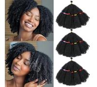 AMLUCKS Afro Kinky Hair 10 pollici, 3 confezioni Marley Twist Braiding Pre-separated Bulk Springy Braids for Cuban Twist Faux Locs Crochet Synthetic Hair Extensions for Women