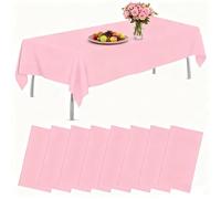 AMLUCKS Confezione da 8 teli da tavolo in plastica, resistenti all'acqua, per matrimoni, barbecue, feste di compleanno e eventi (8, rosa, 54 x 108 pollici)