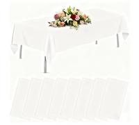 AMLUCKS Confezione da 8 teli da tavolo in plastica, resistenti all'acqua, resistenti alle intemperie, per matrimoni, barbecue, feste di compleanno e eventi (8, bianco, 54 x 108 pollici)