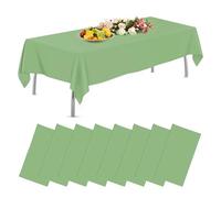 AMLUCKS Confezione da 8 teli da tavolo in plastica, resistenti all'acqua, resistenti alle intemperie, per matrimoni, barbecue, feste di compleanno e eventi (8, verde, 54 x 108 pollici)